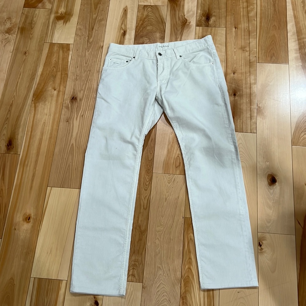 PRADA Tapered Fit Corduroy Pants - White